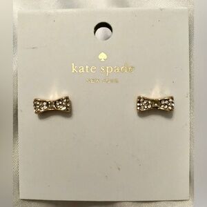 ♠️ Kate Spade ♠️ “Ready Set Bow" Earrings, Gold w/Crystals, New On Card, NWTs!